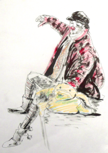 croquis-clown-bagarre