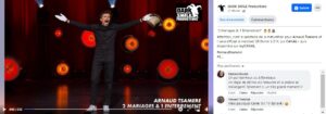 Publication Facebook promotionnelle de la diffusion du spectacle de Arnaud Tsamere